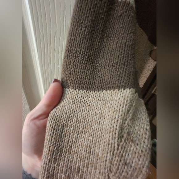 Old Navy Hooded Striped Duster Coat/Sweater in Brown and Tan - Picture 5 of 6